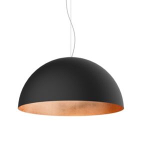 LUMICOM - VENICE Suspension, 1xE27, max 42W, métal, noir mat/feuille cuivre, D.60cm