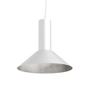 LUMICOM - VERA Suspension, 1xE27, max 42W, métal, blanc mat/feuille argent, D.25cm