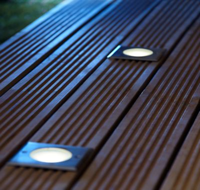 Lumière au sol Flax LED intégrée 500lm IP65 et IP67 GoodHome carré chrome