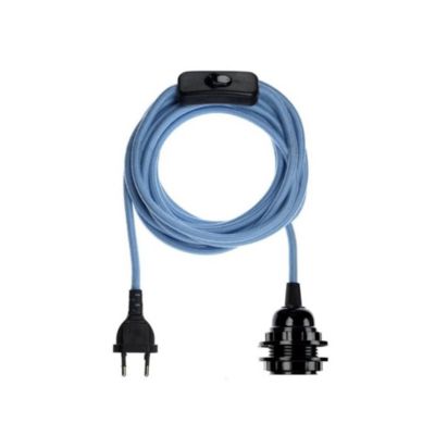Luminaire corde Bala fil électrique - Coton Azur - Hoopzi - lampe corde Bleu Jeans Bleu Jeans