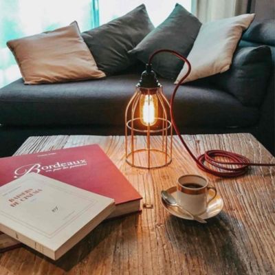 Luminaire corde Bala fil électrique - Coton Azur - Hoopzi - lampe corde Bleu Jeans Bleu Jeans