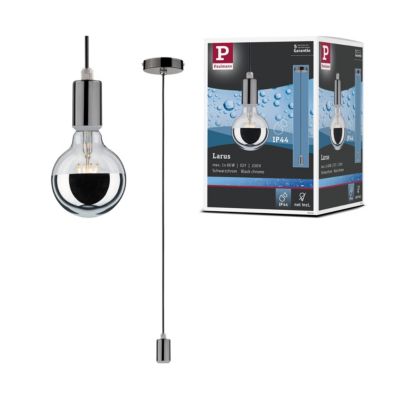 Luminaire en suspension Larus IP44 E27 max. 60W Chrome noir gradable ...