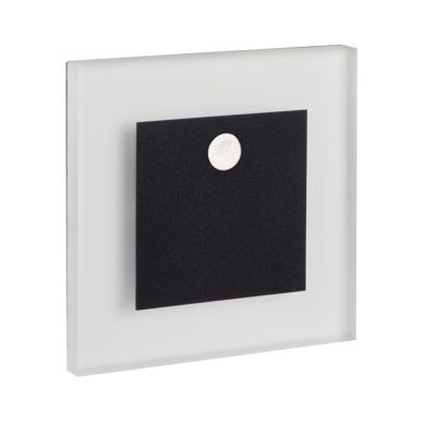 Luminaire LED escalier - Détecteur PIR - Encastré mural - Noir - 75x75mm