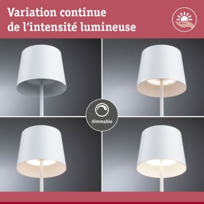 Luminaire rechargeable Gilo IP44 gradable 2700K Blanc dépoli