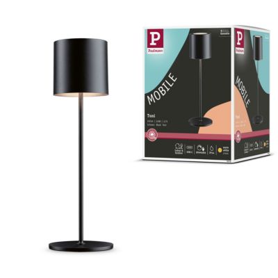 Luminaire rechargeable Tuni IP44 gradable 2700K Noir mat