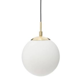 Luminaire Suspension Boule en Verre Blanc D 20 cm