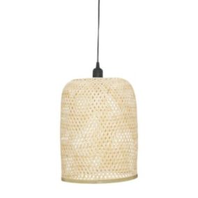 Luminaire Suspension  en Bambou et Métal D 28 x H 36 cm