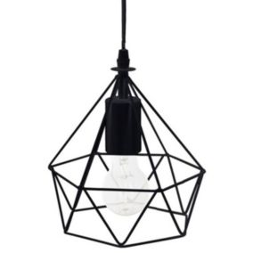 Luminaire Suspension en métal filaire Noir D 19 cm