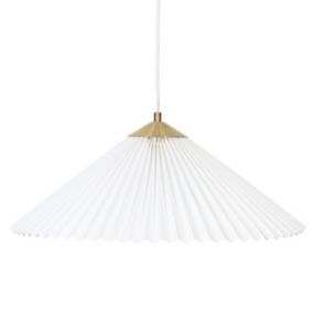 Luminaire Suspension en vinyle Blanc et métal Doré D 49 cm