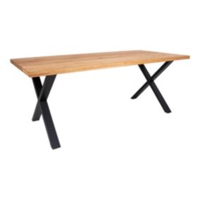 LUNEL - Table Repas 200cm Plateau Chêne et Pieds Acier