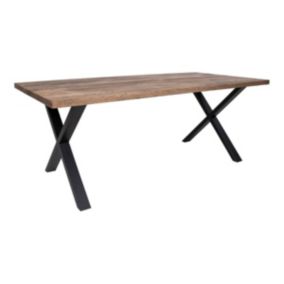 LUNEL - Table Repas 200cm Plateau Chêne Grisé et Pieds Acier