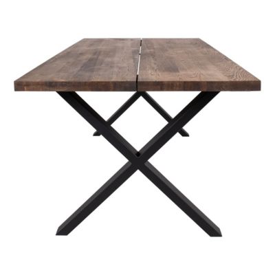 LUNEL - Table Repas 200cm Plateau Chêne Grisé et Pieds Acier