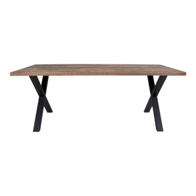 LUNEL - Table Repas 200cm Plateau Chêne Grisé et Pieds Acier
