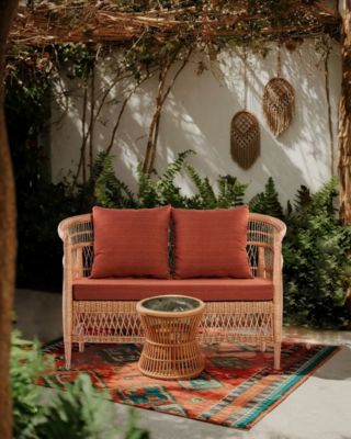 Lusso - Canapé de jardin 2 places en rotin, coussin amovible - Uniqka