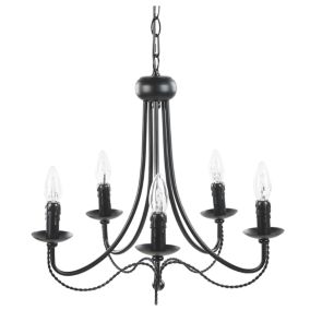 Lustre 5 lumières métal noir DABUS