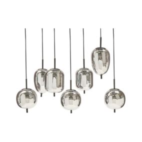 Lustre à 7 ampoules en verre argenté TARLO