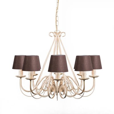 Lustre beige 60 cm avec abat-jour bruns - Giuseppe