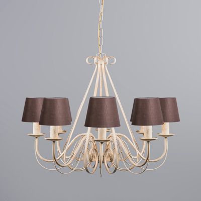 Lustre beige 60 cm avec abat-jour bruns - Giuseppe