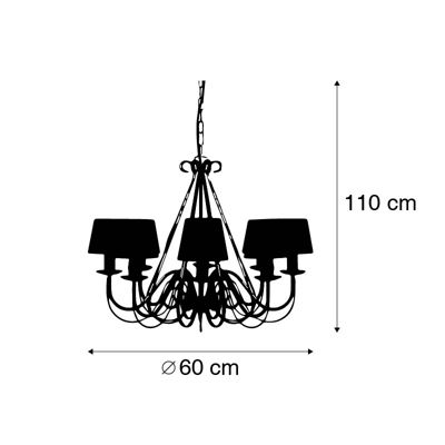 Lustre beige 60 cm avec abat-jour bruns - Giuseppe