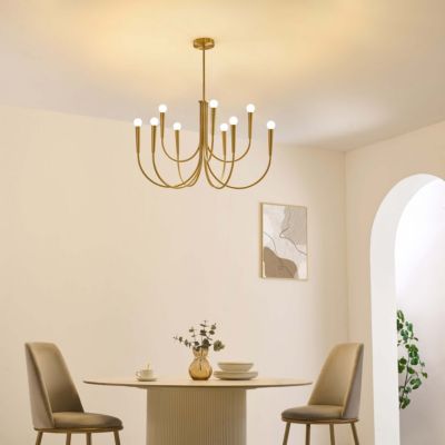 Lustre à bras multiples laiton style chandelier moderne 80 cm - Kaelisma