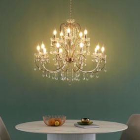 Lustre cristal doré baroque 15 bras - Pavia