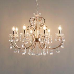 Lustre cristal doré baroque 8 bras - Pavia