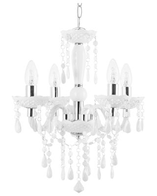 Lustre de luxe en métal blanc et en cristaux de verre KALANG