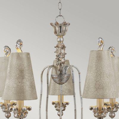 Lustre design Remi à abat-jour argent 5xE27 60W Flambeau | Castorama
