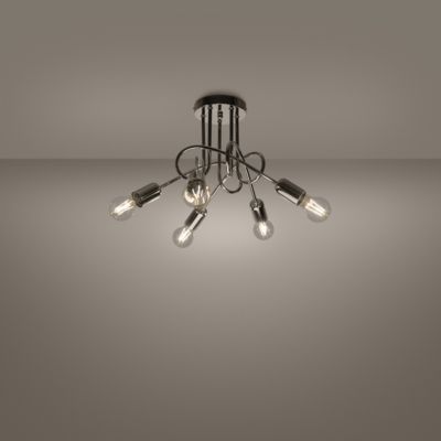 Lustre en acier 5 lampes 55x55x35cm Sollux