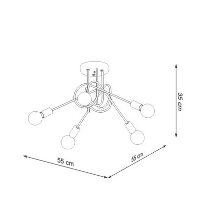 Lustre en acier 5 lampes 55x55x35cm Sollux