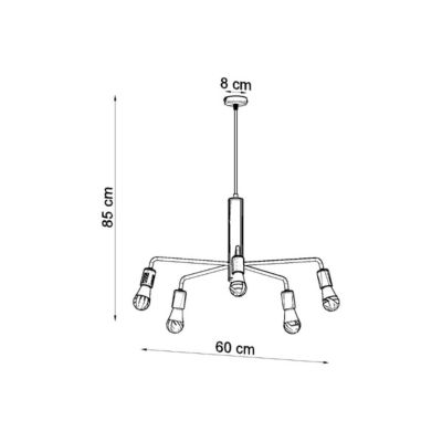 Lustre en acier 5 lampes 60x60x85cm Sollux