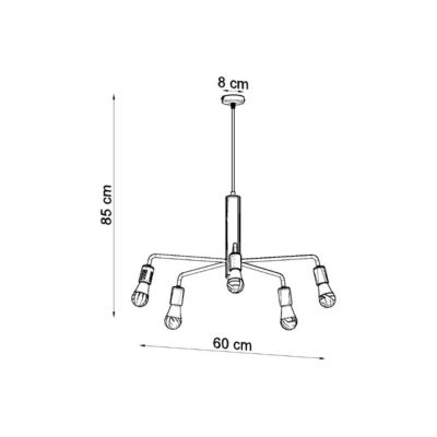 Lustre en acier 5 lampes 60x60x85cm Sollux