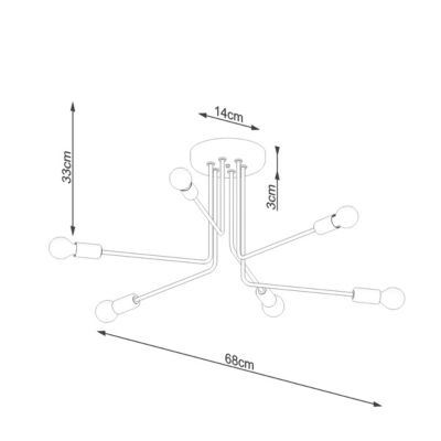 Lustre en acier 6 lampes 68x68x33cm Sollux