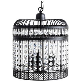 Lustre en forme de cage à oiseaux avec cristaux suspendus CELON