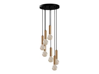 Lustre en métal à hauteur réglable style vintage - H. 40/136 cm - Doré - JOSETTE