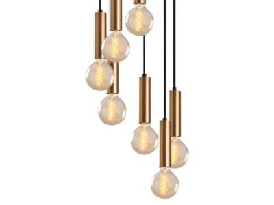 Lustre en métal à hauteur réglable style vintage - H. 40/136 cm - Doré - JOSETTE