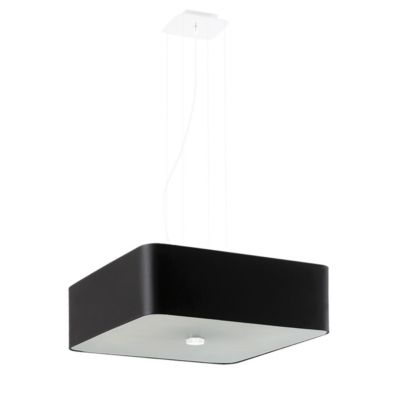 Lustre en tissu/verre/acier 5 lampes 45x45x105cm Sollux