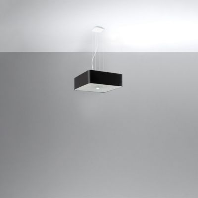 Lustre en tissu/verre/acier 5 lampes 45x45x105cm Sollux