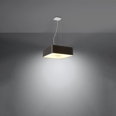 Lustre en tissu/verre/acier 5 lampes 45x45x105cm Sollux