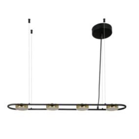 Lustre LED en métal et aluminium - 4 spots - L. 85 cm - Noir et doré - GRIMBSY