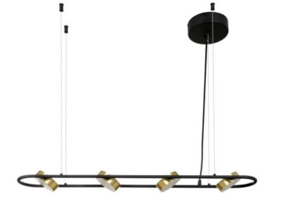 Lustre LED en métal et aluminium - 4 spots - L. 85 cm - Noir et doré - GRIMBSY