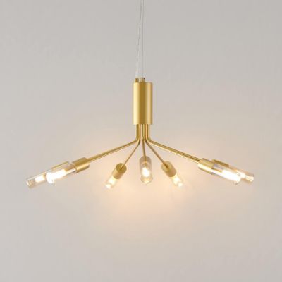 Lustre métal doré et 7 verres - Mazzoli