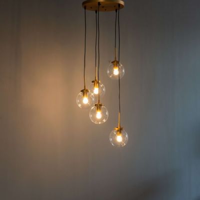 Lustre suspension design loft à 5 boules - Blaine