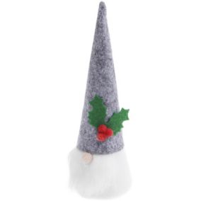 Lutin de Noël en feutrine gris 16,5 cm