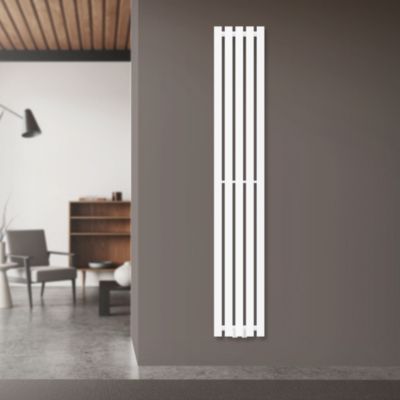 Luxe Bath Radiateur à Panneaux Design Stella 1600 x 260 mm, Blanc, Plat, Monocouche, Raccord Central, Radiateur Mural Vertical