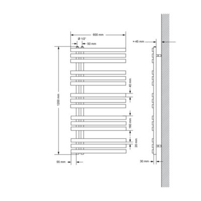 LuxeBath Radiateur Design Iron EM 600x1200 mm Chrome Raccord Central au Bas