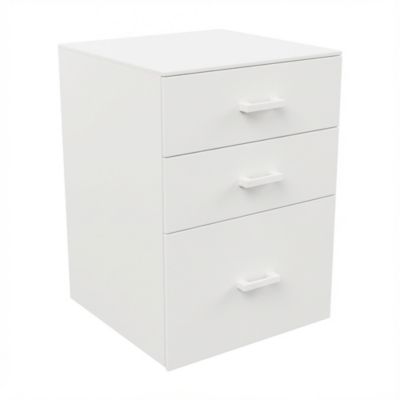 Lyra - Commode pour imprimante 3 tiroirs, meuble de bureau sur roulettes en MDF blanc
