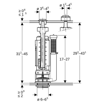 Mécanisme de chasse complet - GEBERIT - Type 290-383 - Double touche - Alimentation universelle 3/8