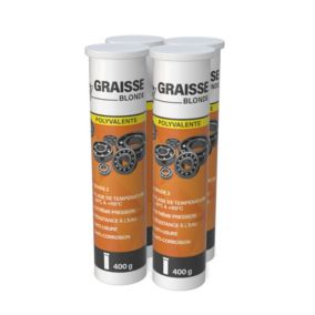 Méduze - 4 tubes de graisse polyvalente blonde 400g - Grade 2 - Lisse - Anticorrosion - Extrême pression