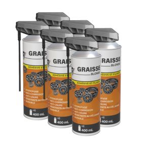 Méduze - 6 graisses adhésives filantes en aérosol 400mL - Blonde - Au lithium - Professionnelle